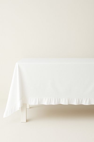Mirilliahome Ruffled Raw Linen Tablecloth – White Tablecloth