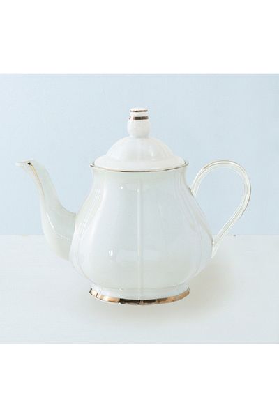 Bien Servi Servi Elegant Design High Quality Tea Pot White and Gold