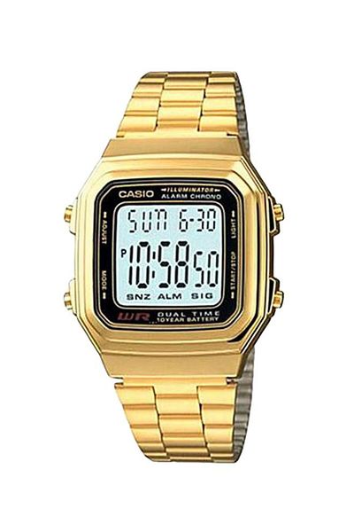 Casio Men's Stainless Steel Digital Wrist Watch A178wga-1adf - 34 Mm - Gold