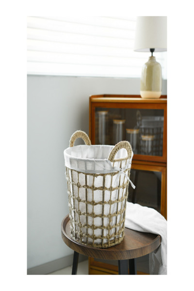 HONEYBEE Hemp Rope Open Top Laundry Hamper with Handle