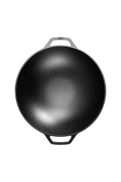 Generic LODGE Round Shape High Quality Cast Iron Wok with Loop Handles Black 14inch