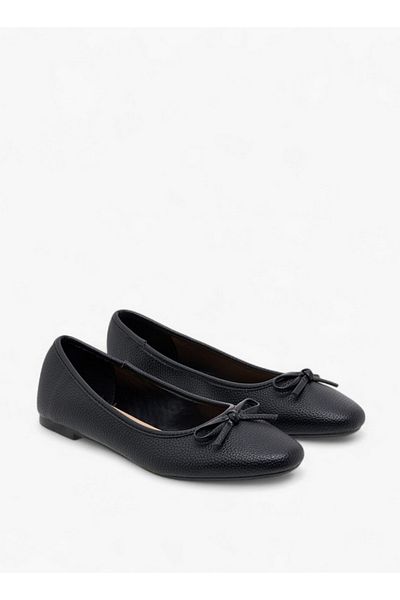 Flora Bella by Shoexpress Women's Textured Ballerina Shoes with Bow Detail