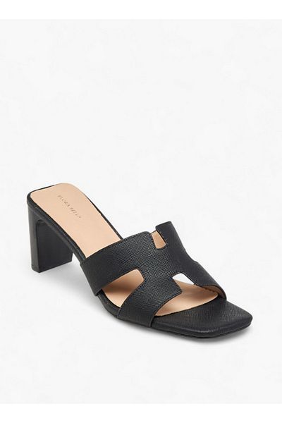 Flora Bella by Shoexpress Women's Textured Slip-On Sandals with Block Heel