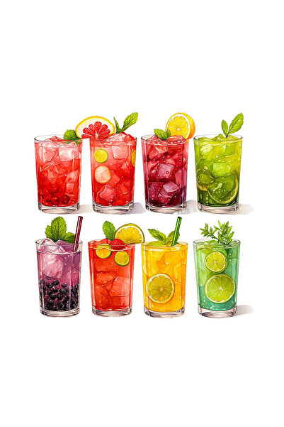 INOVATIX Set de 8 piese, autocolant cocktail de fructe în diverse culori, INO...