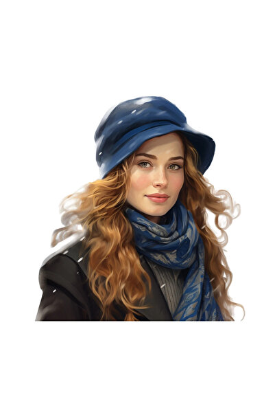 INOVATIX Set de 8 piese, autocolant Fată cu pălărie albastră, INOVATIX®. 6 cm