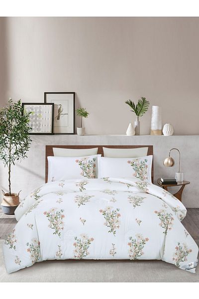 Donetella Comforter Set Queen Size, 4-Pcs, 180x240 cm, Printed, All Season, Microfiber, 350 GSM