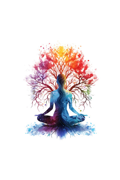 INOVATIX Set de 8 piese, autocolant Femeie Spirituală Reiki, INOVATIX®. 6 cm