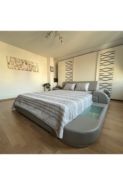 Coneltex Decorative and protective bedspread CreponTex by Coneltex, 220 x 240 cm, double bed, light gray