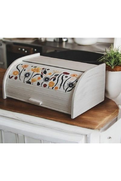 Decoratiuni Vintage Casa Retro Classic Bread Box, Hand Painted, Without Chopping Board
