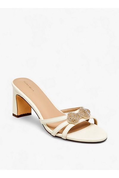 Flora Bella by Shoexpress Women's Bow Embellished Slip-On Sandals with Block Heel