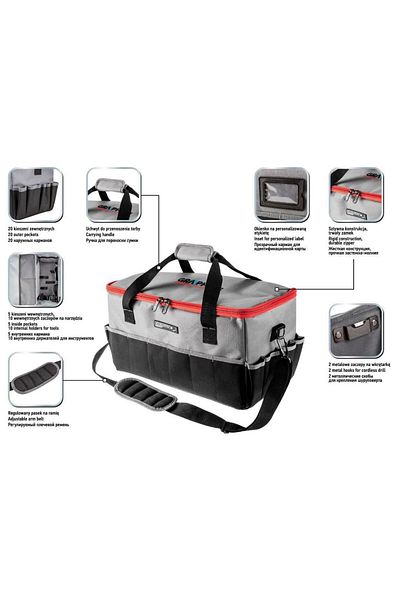 graphite Tool Bag, With Handles And Carrying Strap, 24 L, 50x25x25 Cm, ​​Energy