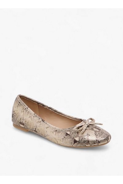 Flora Bella by Shoexpress Women's Animal Print Ballerina Shoes with Bow Detail