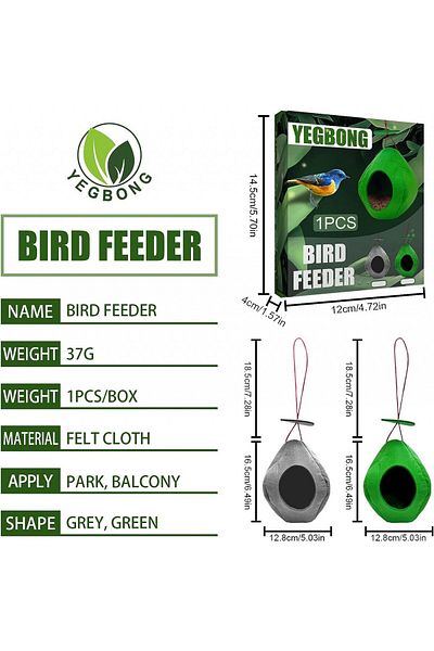 Lightnetsee window/patio bird feeder, felt, gray, 35 x 12.8 cm