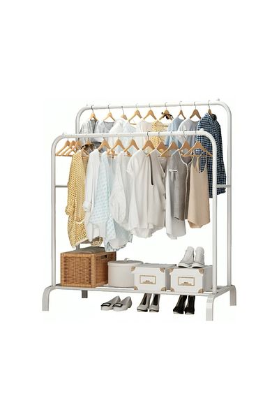 Calivita Livit double clothes organizer, metal, white, 150 x 110 x 55 cm