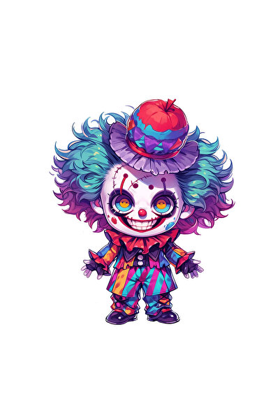 INOVATIX Set de 8 piese, autocolant clovn de Halloween Chibi, INOVATIX®. 6 cm