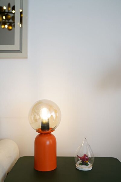 retro home design Turuncu Ayaklı Bal Glop Camlı Masa Lambası Dekoratif Abajur...