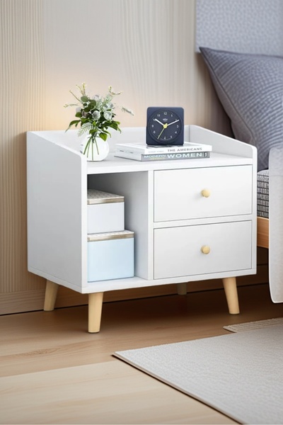 Arabest Nightstand White 43 X 30 X 48cm,modern Style,high-capacity Space,suitable For Bedrooms