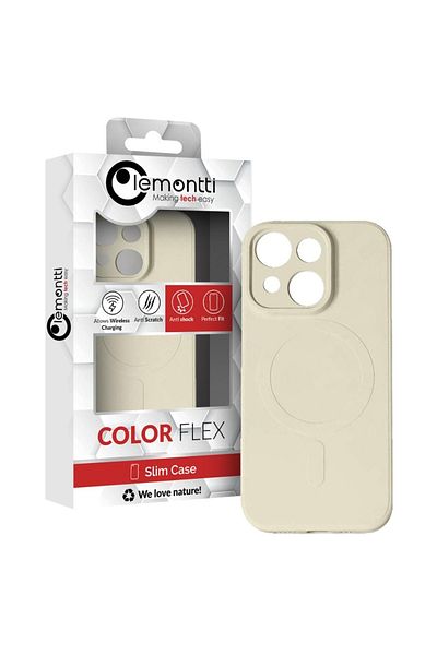 lemontti Husa Silicon iPhone 15 Pro MagSafe Crem