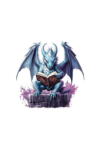 INOVATIX Set de 8 piese, autocolant Dragon cu coarne citește cărți, INOVATIX®. 6 cm