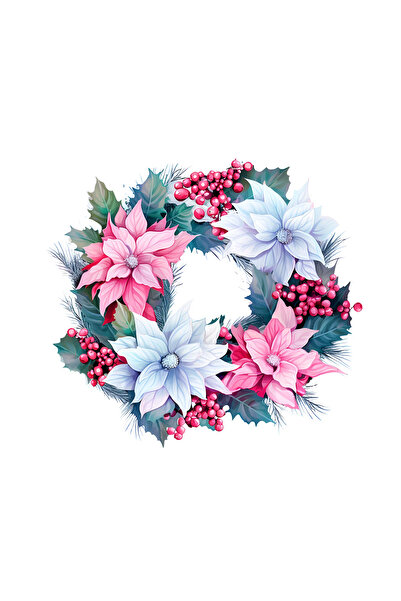 INOVATIX Set de 8 piese, autocolant de Crăciun roz albastru aranjament floral...