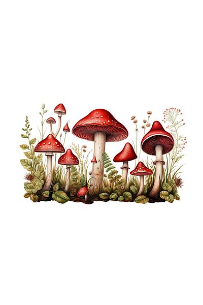 INOVATIX Set of 8 pieces, Sticker Mushrooms in order, INOVATIX®. 6 cm