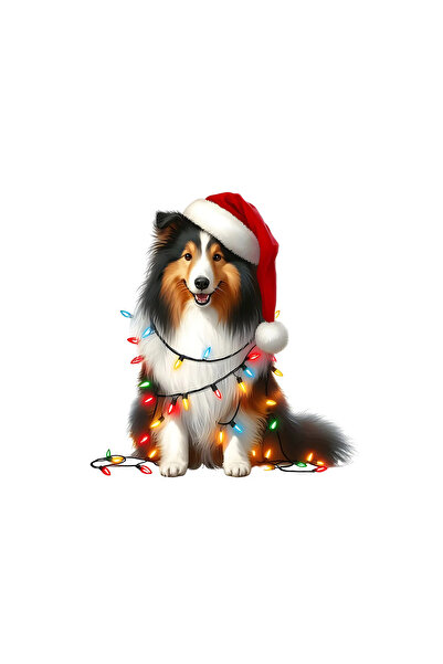 INOVATIX Set de 8 autocolante Collie decorate cu Crăciun, INOVATIX®. 6 cm