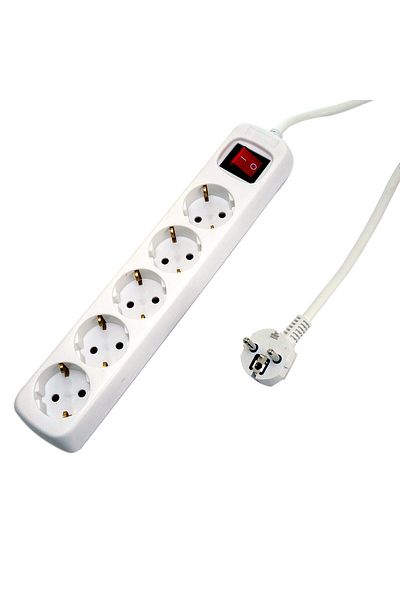 beorol Electrical extension cord with switch, grounding and child protection, 5 sockets, 5m cable
