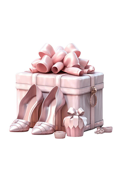 INOVATIX Set de 8 piese, cutie cu cupcake autocolant și pantofi cu toc roz, I...