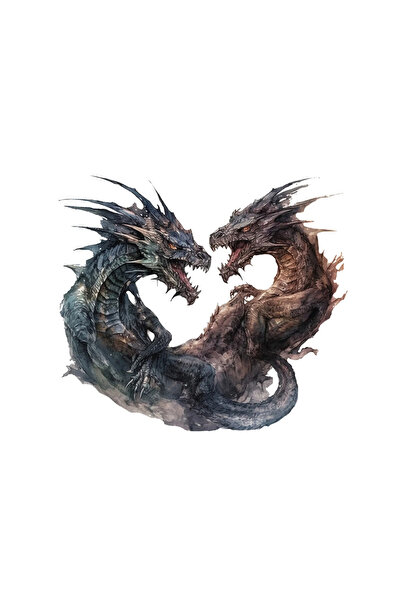 INOVATIX Set de 8 piese, autocolant Dragoni în luptă, INOVATIX®. 6 cm