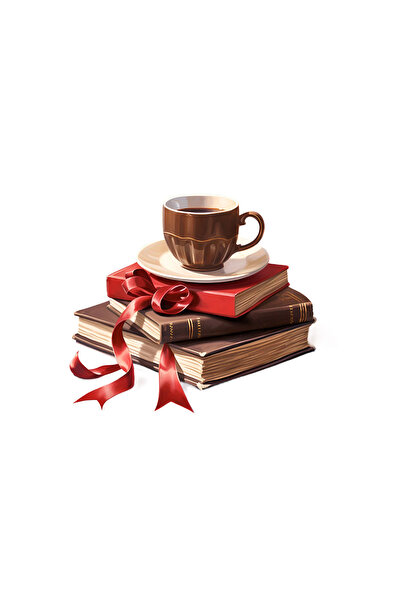 INOVATIX Set de 8 stickere Cărți și ceașcă de cafea, INOVATIX®. 6 cm