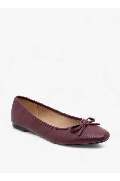 Flora Bella by Shoexpress Women's Textured Ballerina Shoes with Bow Detail