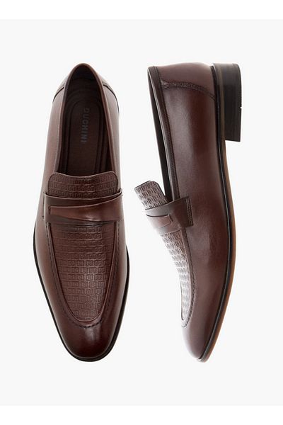 Duchini Men's Textured Slip-On Loafers