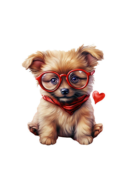 INOVATIX Set de 8 piese, autocolant cățeluș cu eșarfă roșie, INOVATIX®. 6 cm