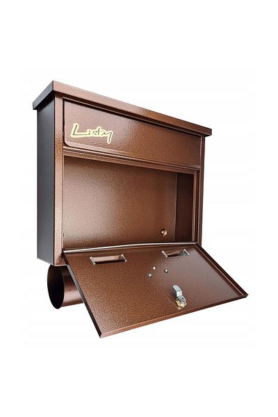 damech Mailbox, , With Newspaper Slot, Brown, C4 Format, 39x12x41 Cm