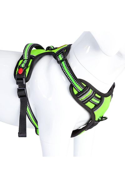 Besmall dog harness, reflective, green, size L