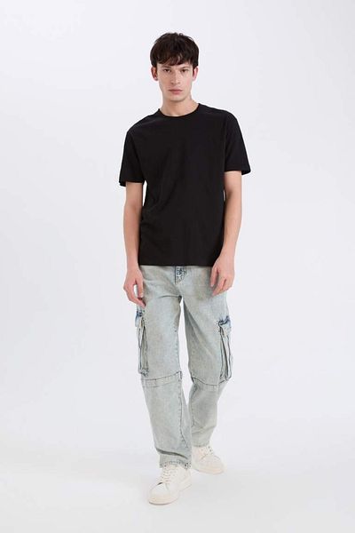 DeFacto Men's T-Shirt D5481Ax/Bk81 Black
