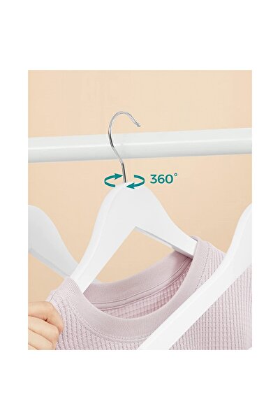 5 five simply smart Set of 20 White Line hangers, wood, 44.5 x 1.2 x H 23.5 cm
