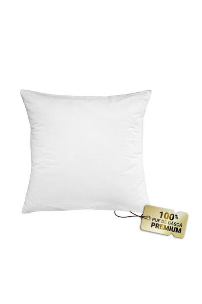 happynest Perna Pui HappyNest, cu 100% puf de gasca, 40x40 cm, Husa bumbac OEKO TEX, Alb