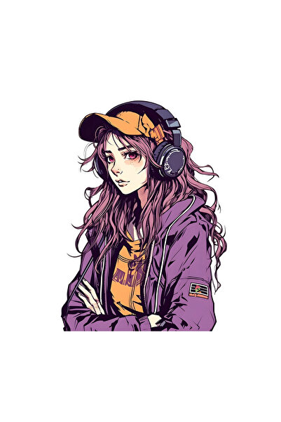 INOVATIX Set de 8 piese, autocolant Fată cu căști și șapcă, INOVATIX®. 6 cm