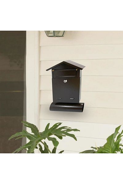 damech Mailbox, With Newspaper Slot, Brown, B6 Format, 23x7x37.5 Cm,