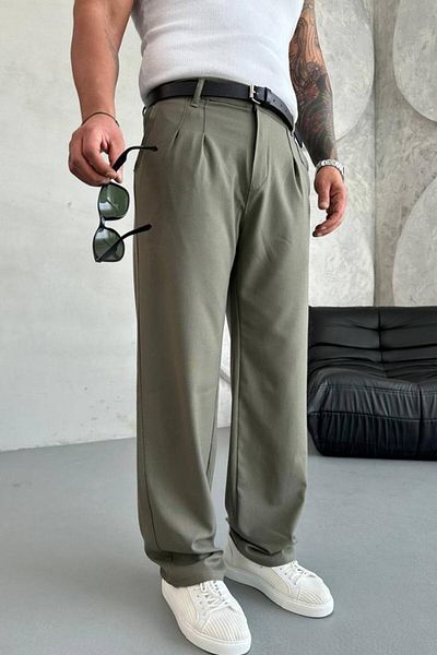 Z1MAN Khaki Baggy Fabric High Quality Cotton Trousers