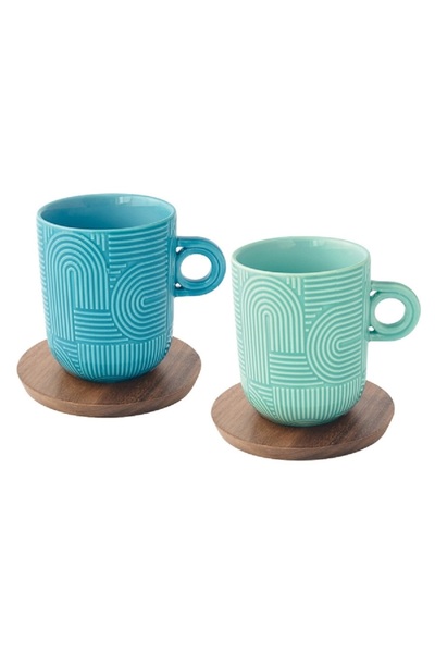 EasyLife طقم أكواب وصحن Take a Loop مكون من قطعتين، آمن للاستخدام في غسالة ال...