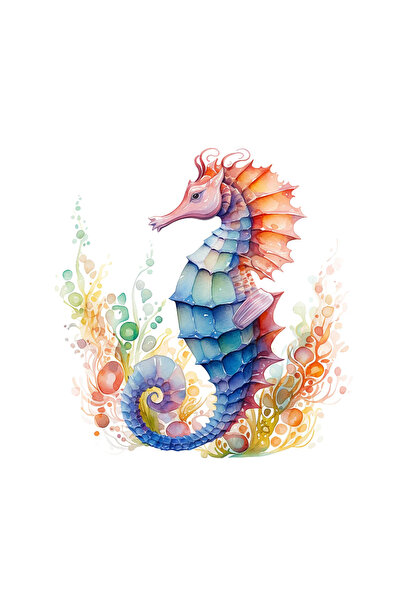 INOVATIX Set de 8 piese, autocolant căluț de mare curcubeu, din alge marine, ...