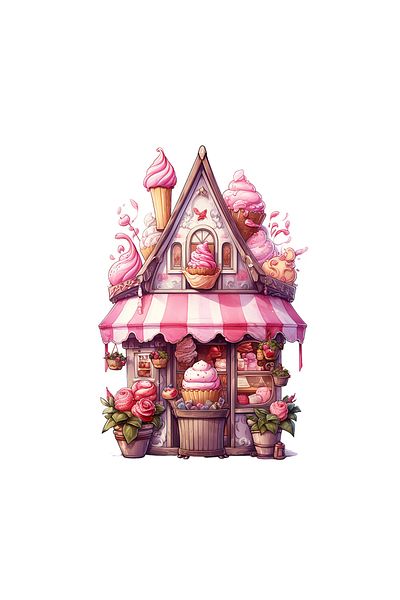 INOVATIX Set de 8 piese, autocolant Sweet House, INOVATIX®. 6 cm