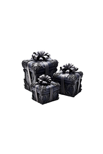 INOVATIX Set de 8 cutii cadou negre cu autocolante, INOVATIX®. 6 cm