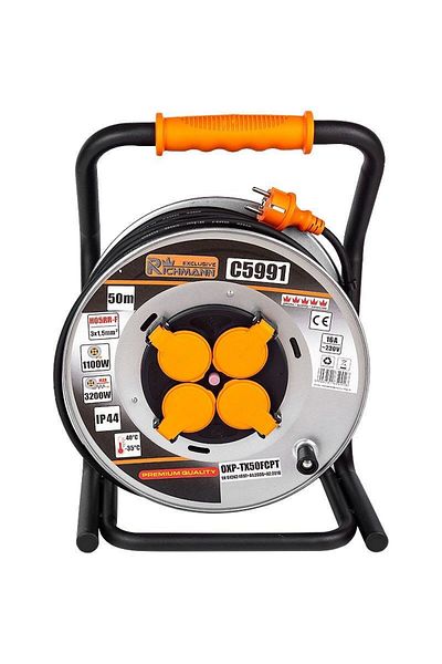 richmann exclusive Industrial Electrical Extension Cord, On Reel, 16 A, 3x1.5 Mm², Ip44, 50 M,