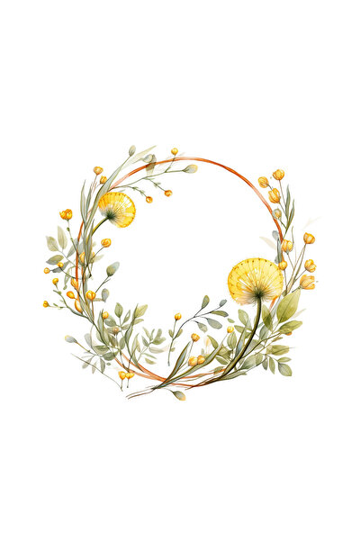 INOVATIX Set de 8 piese, Autocolant coroană cu păpădii și frunze verzi, INOVA...