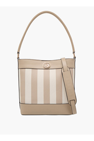 Celeste Women's Striped Bucket Bag with Detachable Strap - W 11 x H 23.5 x D 21 cm