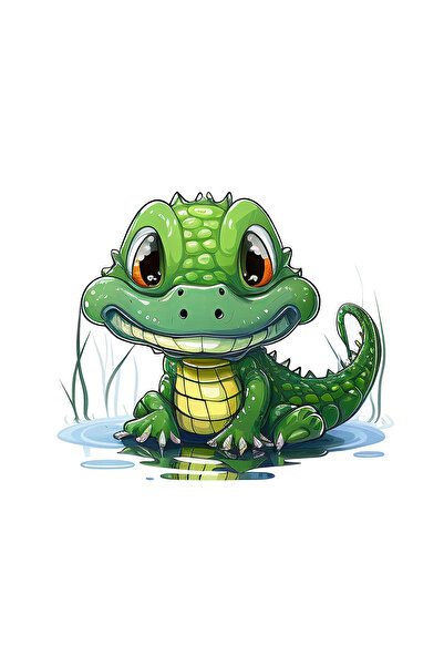 INOVATIX Set de 8 piese, autocolant Anando cu crocodil, INOVATIX®. 6 cm