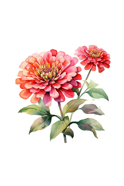 INOVATIX Set of 8 pieces, Sticker Two red zinnia flowers, INOVATIX®. 6 cm